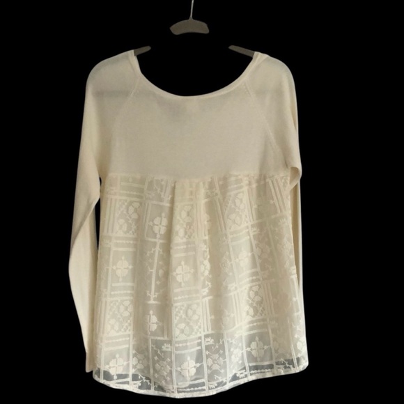 Anthropologie Little Yellow Bird Avery White Lace Longsleeve Top Sweater Med. - Picture 4 of 12